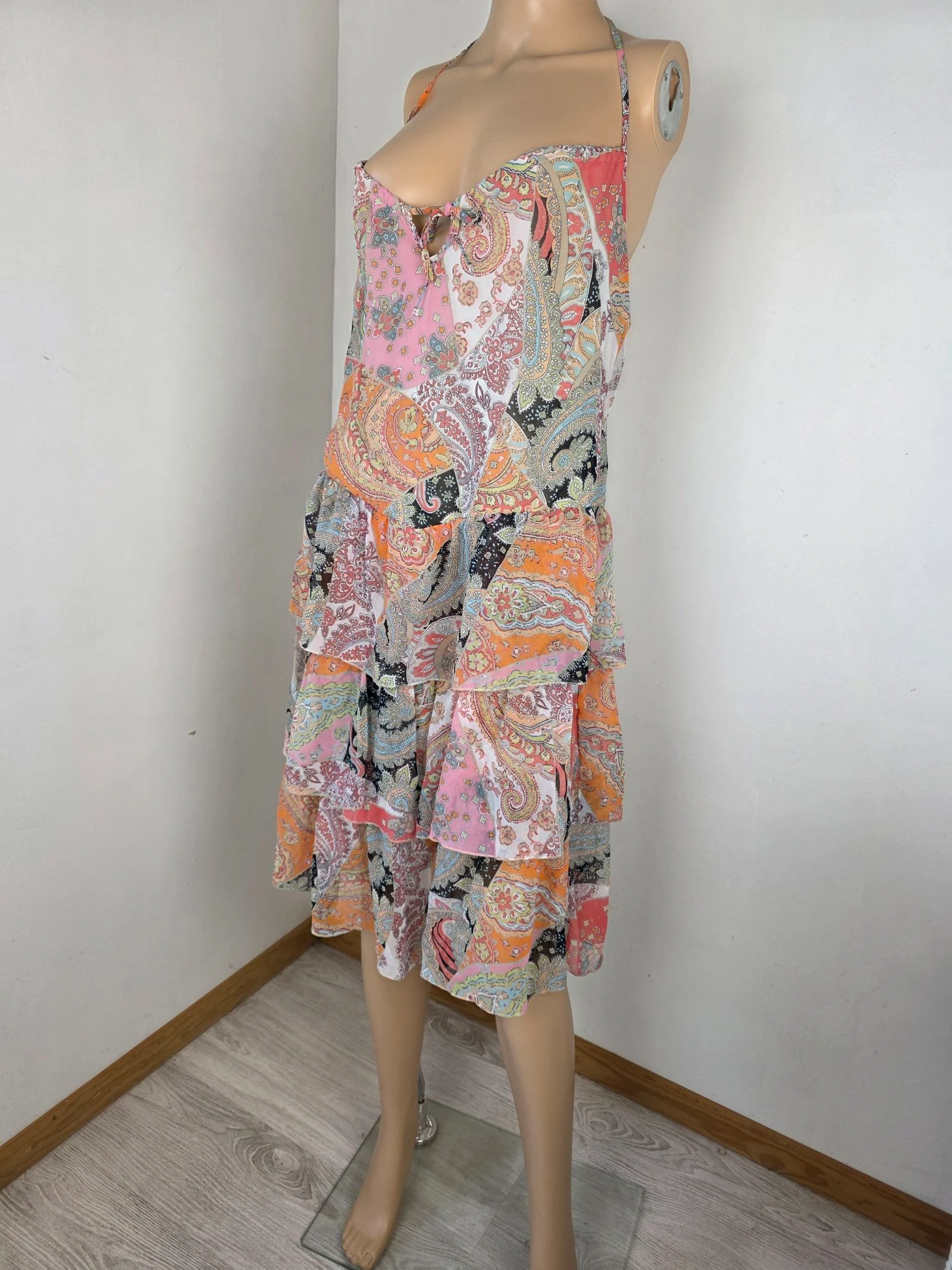 Robe dos nu volants superposés paisley bohème féerique vintage Y2K taille unique jusqu'au 42 – photo 10